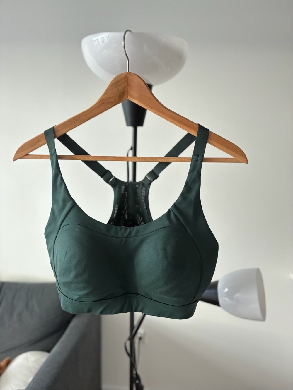 Gymshark Dark Green Padded Racerback Sports Bra